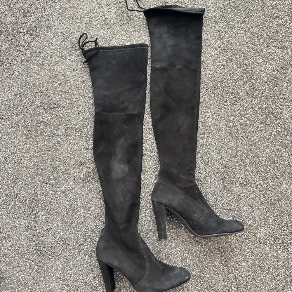 Stuart Weitzman Black Over-the-Knee Boots with Sleek Design